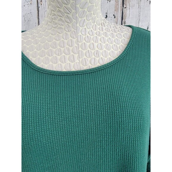 ALK Women's Large Suzanne Betro Waffle Knit Lace Accent Long Sleeve Blouse Shirt - Picture 3 of 10